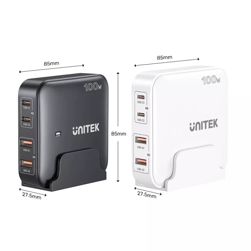 Unitek Ładowarka biurkowa P1229ABK01-EU 100 W z 2× USB-A i 2× USB-C