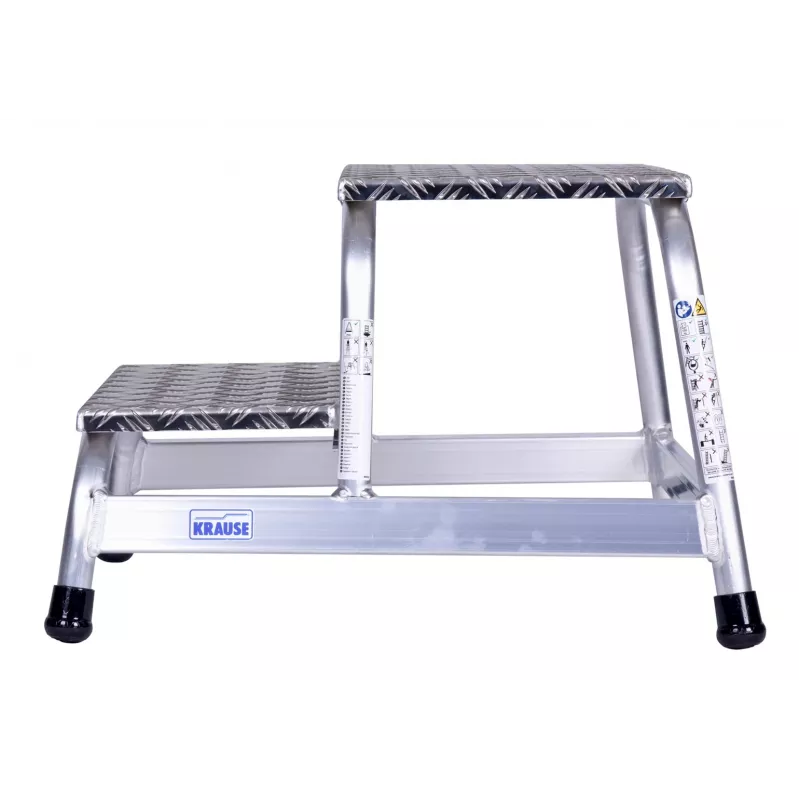 Stopień Krause 805027, aluminiowy 2 stopnie, maks. obciążenie 150 kg, długość 680 mm, wysokość 41 cm