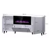 Komoda z kominkiem elektrycznym Cama Meble PAFOS 180x42x82 cm czarny mat, 3 drzwi, 2 półki, 1400–1600 W