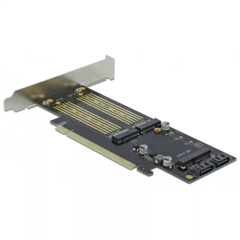 DeLOCK - Speicher-Controller - mSATA, M.2 - M.2 Card / mSATA Low-Profile - SATA 6Gb/s, PCIe 4,0 x16 (90486)