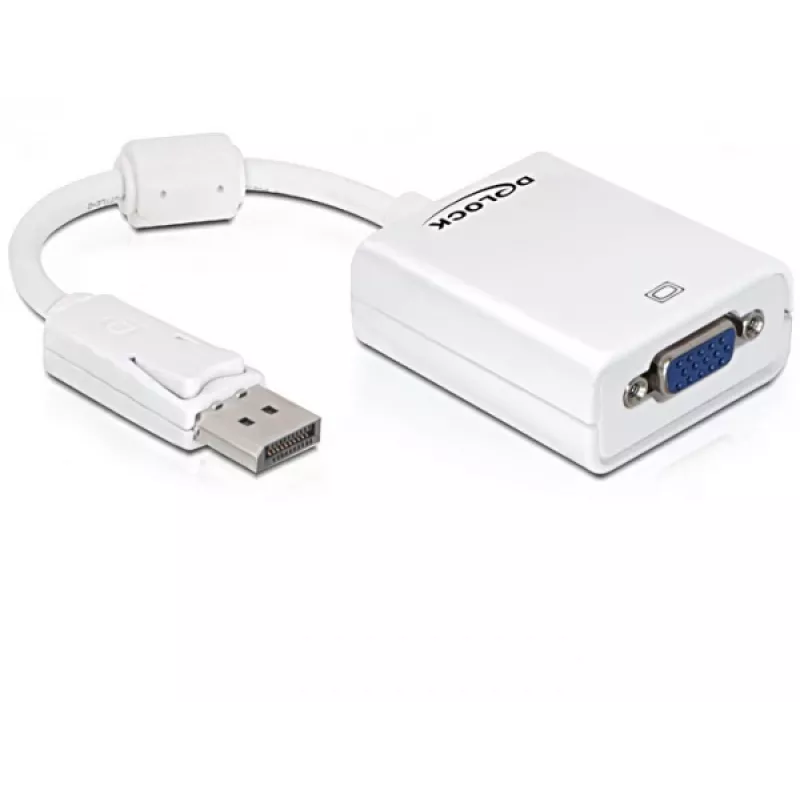 Adapter kabla wideo DeLOCK 61766 0.125m VGA DisplayPort biały
