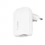 Belkin WCB007vfWH Ładowarka sieciowa szybkiego ładowania do smartfonów i tabletów, biała, do użytku wewnętrznego