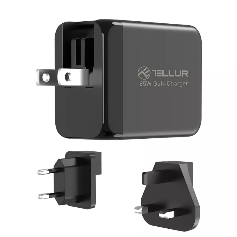 Ładowarka sieciowa Tellur TLL151451 65W, 3-portowa (2x USB-C, 1x USB-A)
