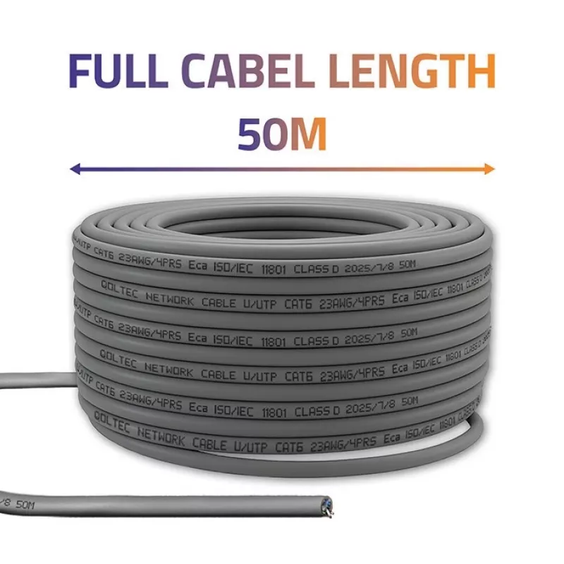 Kabel krosowy UTP QOLTEC CAT6 50 m Miedź (Cu) szary