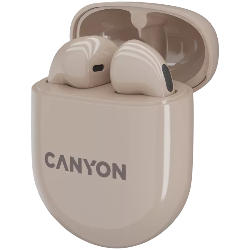 Słuchawki Bluetooth Canyon TWS-6 Tryb Gaming/BT 5.3 beżowy detal (CNS-TWS6BE)