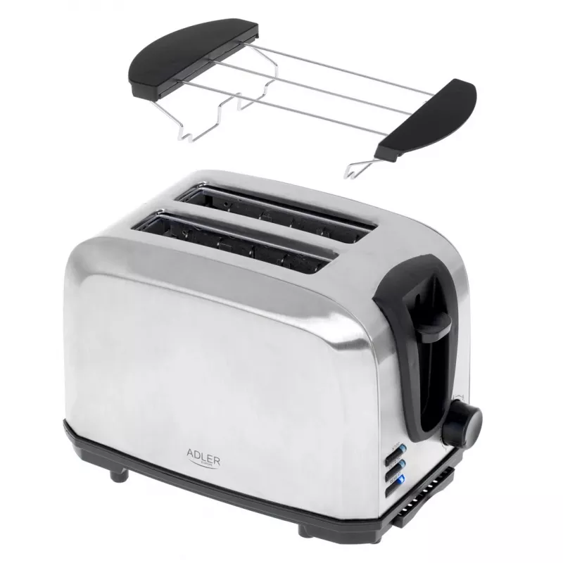 Toster Adler AD 3222 2 kromki 1000 W Srebrny