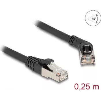 Kabel sieciowy DeLOCK RJ45 Kat.6A S/FTP 45° kątowy do prostego 0,25 m czarny