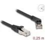 Kabel sieciowy DeLOCK RJ45 Kat.6A S/FTP 45° kątowy do prostego 0,25 m czarny