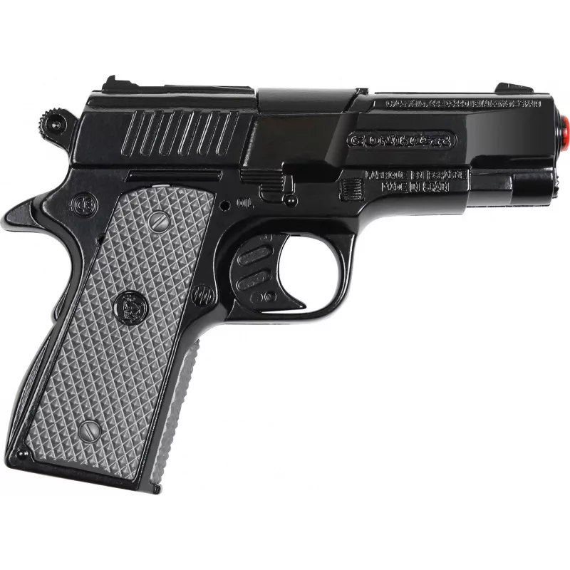 Zabawkowy metalowy pistolet policyjny Pulio model 15546/6 — realistyczny design, wytrzymała konstrukcja