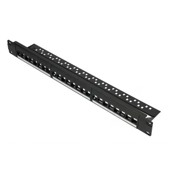Patchpanel Extralink 24-port U/UTP (UTP) modułowy, 1U, czarny, szerokość 482,6 mm