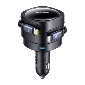 Ładowarka samochodowa Baseus Enjoyment Max 60W z kablami USB-C i Lightning, szybkie ładowanie z dwoma portami