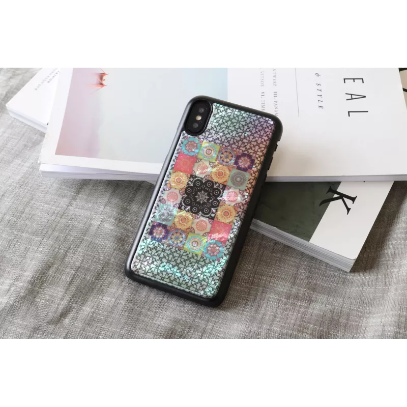 Etui na smartfona iKins do iPhone XS / XS S — wzór Flower Garden, czarne