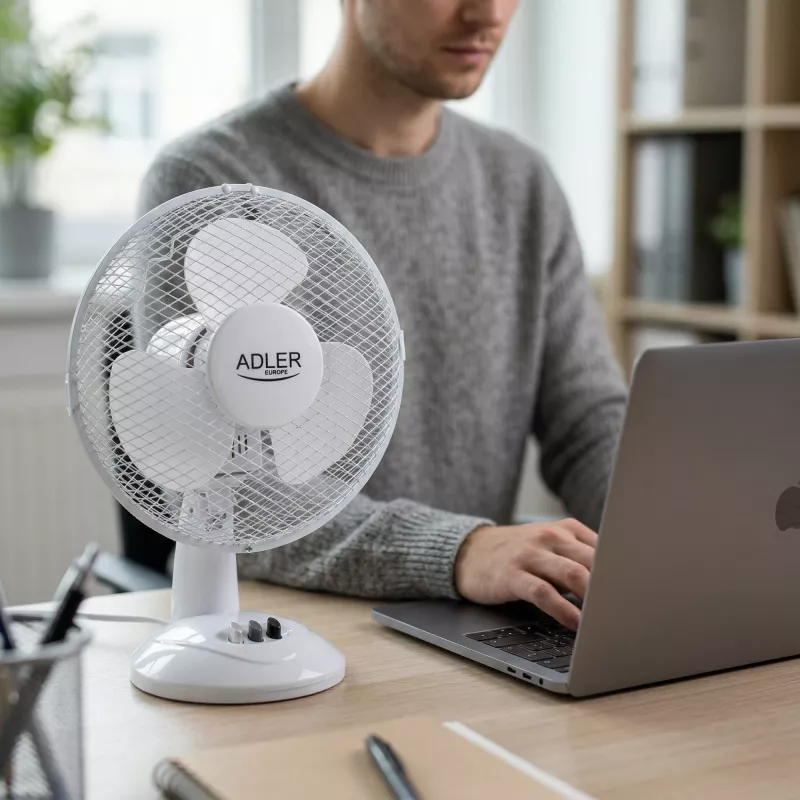 Adler | AD 7302 | Wentylator biurkowy | Biały | Średnica 23 cm | Liczba prędkości 2 | Oscylacja | 60 W | Nie