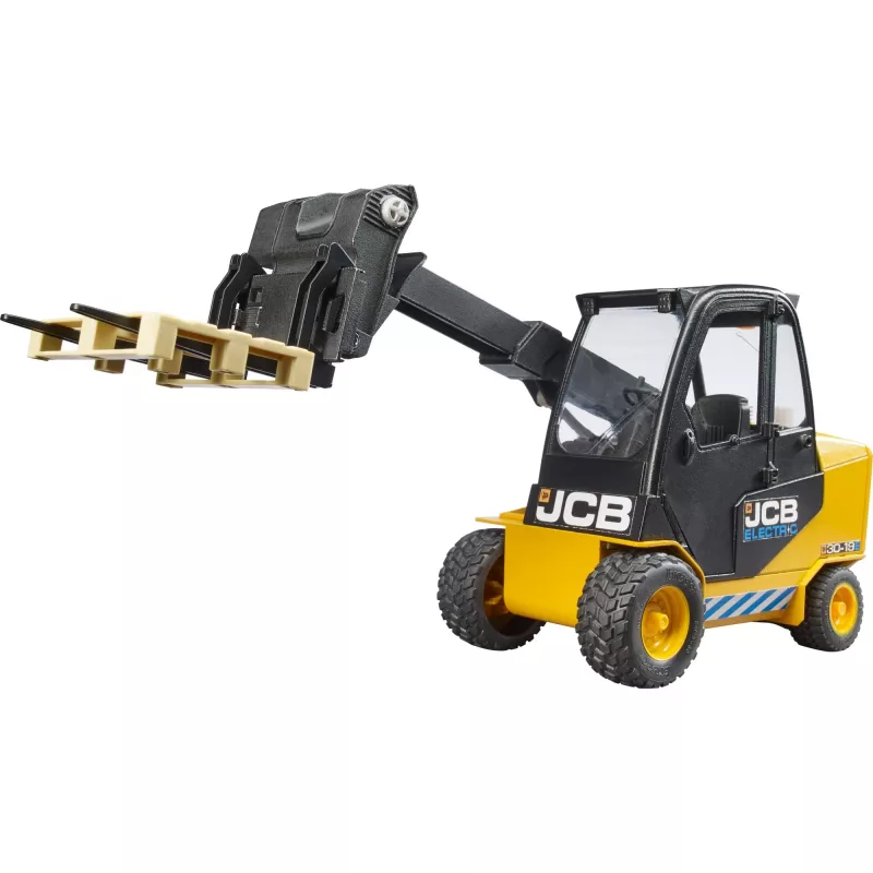 Wózek widłowy BRUDER JCB Teletruk zabawka — ABS, zalecany wiek 3+, czarno-żółty