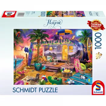 Puzzle schmidt spiele Jeff Haynie 1000 elementów — przyczepa kempingowa nad morzem, malownicze puzzle 1000 elementów