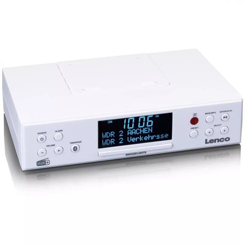 Radio kuchenne podszafkowe Lenco KCR-190WH z PLL FM, DAB+ i Bluetooth, białe