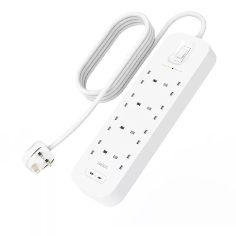 Ogranicznik przepięć SurgePlus 8x schuko 2xUSB-C 900J 2m