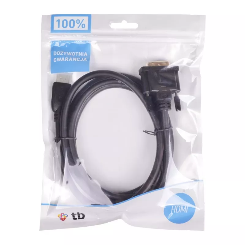 TB HDMI-DVI-kabel 1,8 M. gold-braided, DVI 24 + 1