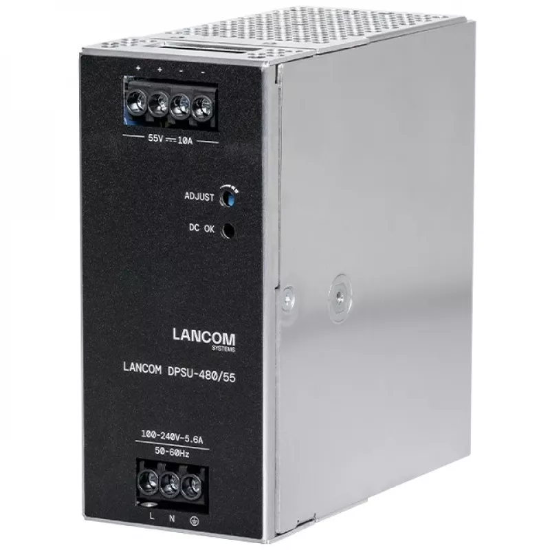 Zasilacz Lancom Systems LANCOM DPSU-480/55 — 480 W, AC 100–240 V, TS35 DIN, czarny/stalowy