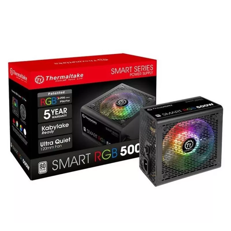 Thermaltake SMART RGB PS-SPR-0500NHSAWE-1 - Zasilacz (wewnętrzny) - ATX12V 2.3 - 80 PLUS - AC 230 V - 500 W - aktywny PFC - Czarny