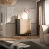 Cama MERCI komoda 100 x 40 x 129 cm czarny/dąb artisan
