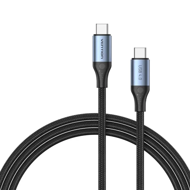 Kabel Vention USB4 Gen 3x2 Typu-C na Typ-C 1 m, 5 A, stop aluminium, opleciony bawełną