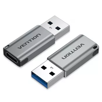 Adapter Vention USB 3.0 Męski na USB-C Żeński Szary Stop Aluminium
