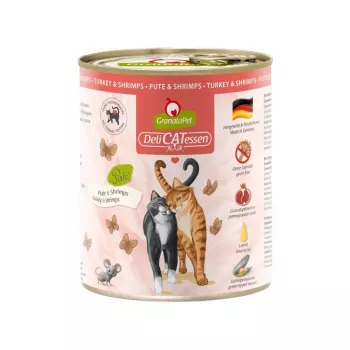 Mokra karma dla kota Fox4Pets GRANATAPET DeliCATessen indyk i krewetki, bezzbożowa, 800 g, karma pełnoporcjowa dla dorosłych kotów