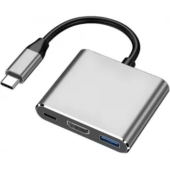 XtremeMac XWH-HUB3-13 stacja dokująca do laptopa i replikator portów przewodowy USB Type-C srebrny (XWH-HUB3-13)