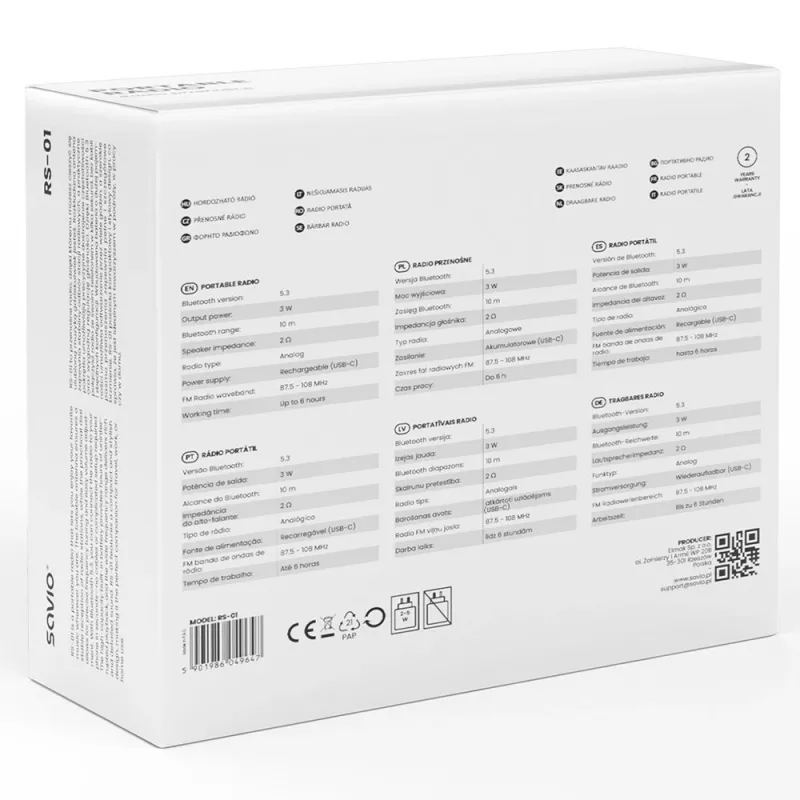 Przenośne radio Savio RS-01 Analog Czarny
