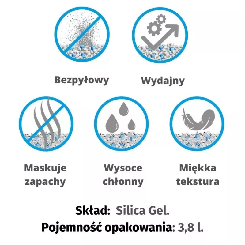 Żwirek dla kota DIAMENTIQ Neutral zbrylający granulki silikonowe 30 L — bezzapachowy, 1–6 mm