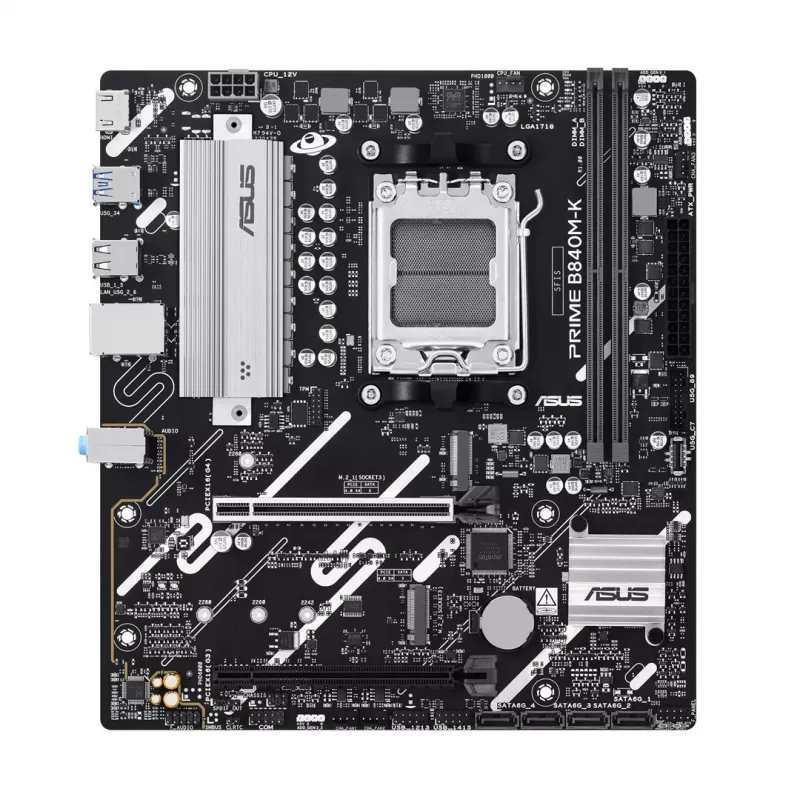 Płyta główna ASUS PRIME B840M-K — AMD B840, Socket AM5, micro ATX, DDR5, 2 DIMM, 128 GB, 2.5 GbE, M.2, SATA III