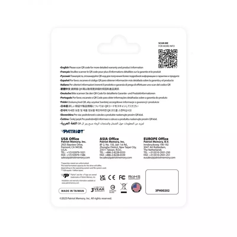 Pamięć USB flash PATRIOT PS64GT560DS5D 64 GB USB 3.2 (USB-A i USB-C), obudowa obrotowa ze stopu cynku, srebrna