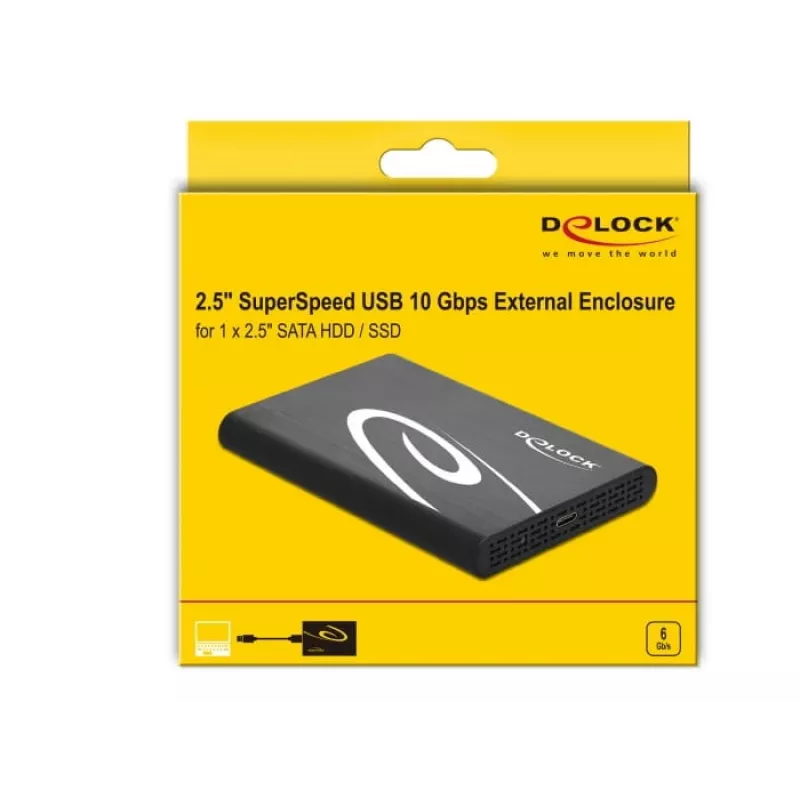 Obudowa HDD/SSD DeLOCK 42610 – zewnętrzna obudowa na dysk SATA 2,5 cala HDD/SSD