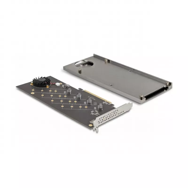 DeLOCK PCI Express 4.0 x16 karta na 4 x wewnętrzny NVMe M.2 Key M z radiatorem i wentylatorem