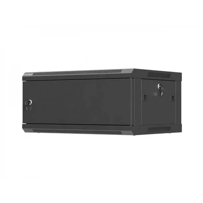 Wall-mount 19 inch rack cabinet LANBERG 4U 600x450 mm Czarny with metal door