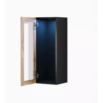 Witryna wisząca cama meble VIGO 90 szkło, naścienna, 90×35×32 cm, czarna/dąb wotan