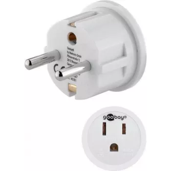 Goobay Netzadapter, biały - gniazdo US/Japonia (typ B, NEMA 5-15, 3-biegunowe) > typ F (typ F, CEE 7/4) (45351)
