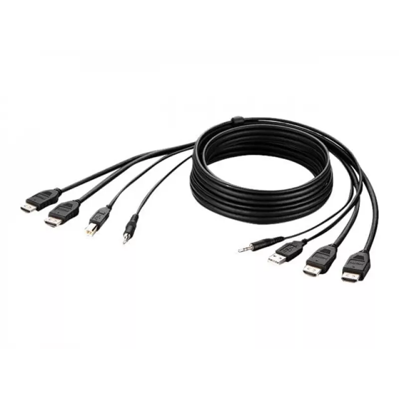 Belkin Secure KVM Combo kabel - Kabel wideo/USB/audio - zgodny z TAA - USB, Mini-Plug, HDMI (M)
