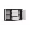 Komoda 2 drzwi 3 szuflady top e shop M-MP-K-MAL-2D3S-ANTBIA — rama antracytowa, białe drzwi, 1200×750×400 mm