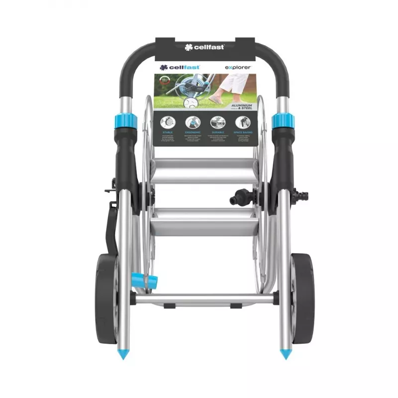 Metalowy wózek na wąż Cellfast EXPLORER 60m 1/2 cala – na 60 m węża ogrodowego 1/2 cala