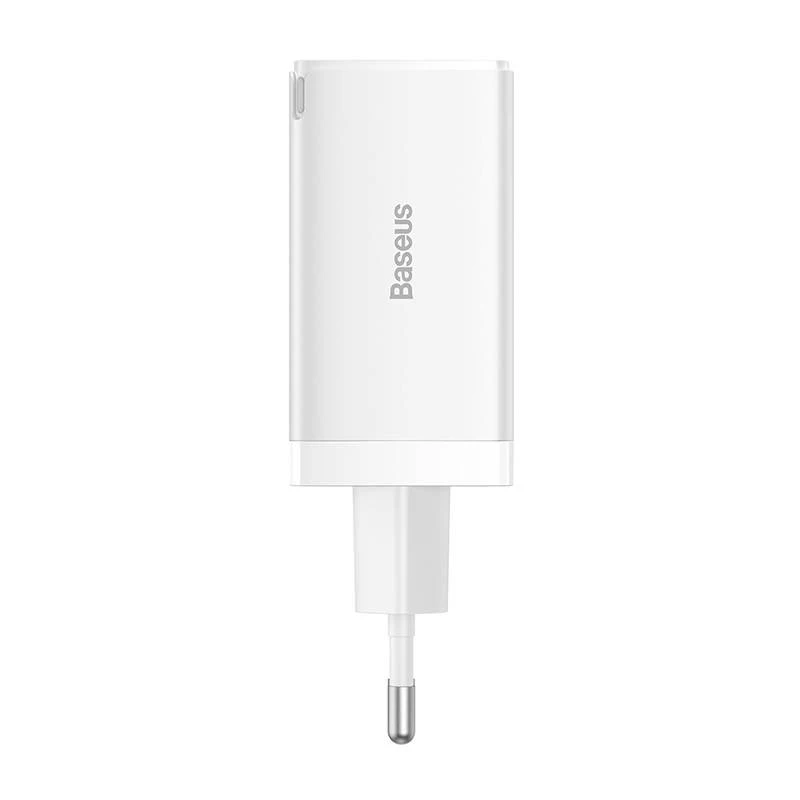 Ładowarka sieciowa Baseus GaN5 Pro 65 W — USB + 2×USB-C (QC3.0, PD3.0) z kablem USB-C 1 m, biała