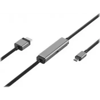 ALOGIC Ultra - Adapterkabel - 24 pin USB-C, USB-C (nur Spannung) zu HDMI männlich - 2,0m - abgeschirmt - Space-grau - USB-Stromversorgung (100 W), unt