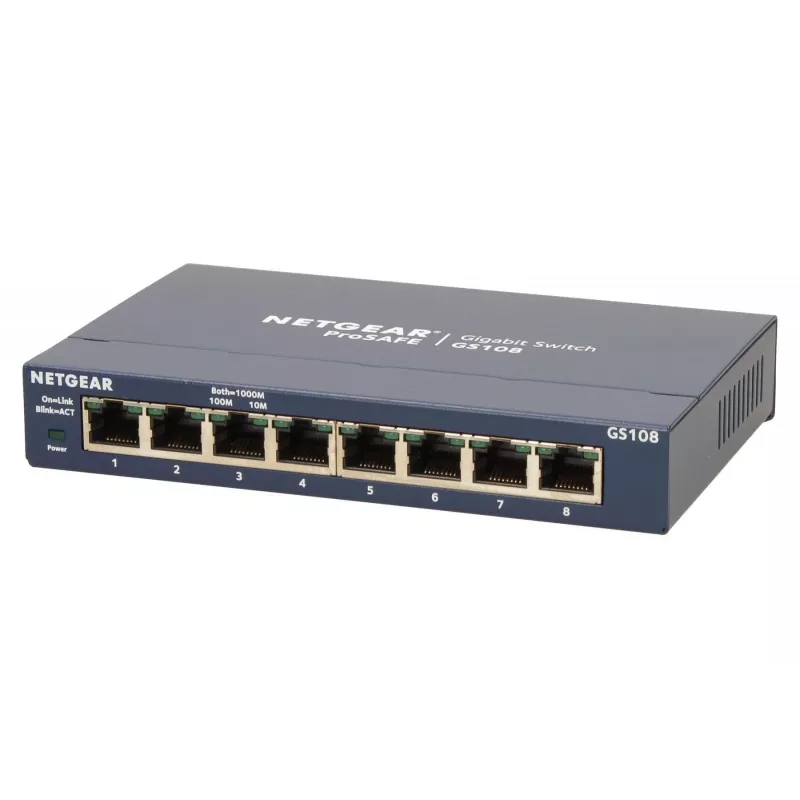 Przełącznik niezarządzalny NETGEAR GS108GE, 8 portów, Gigabit Ethernet, 16 Gbit/s