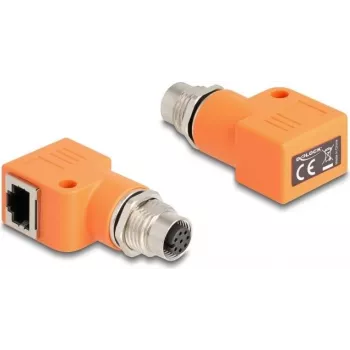 DeLOCK 60668 Adapter/przejściówka kabli M12 RJ45 pomarańczowy pozłacane styki