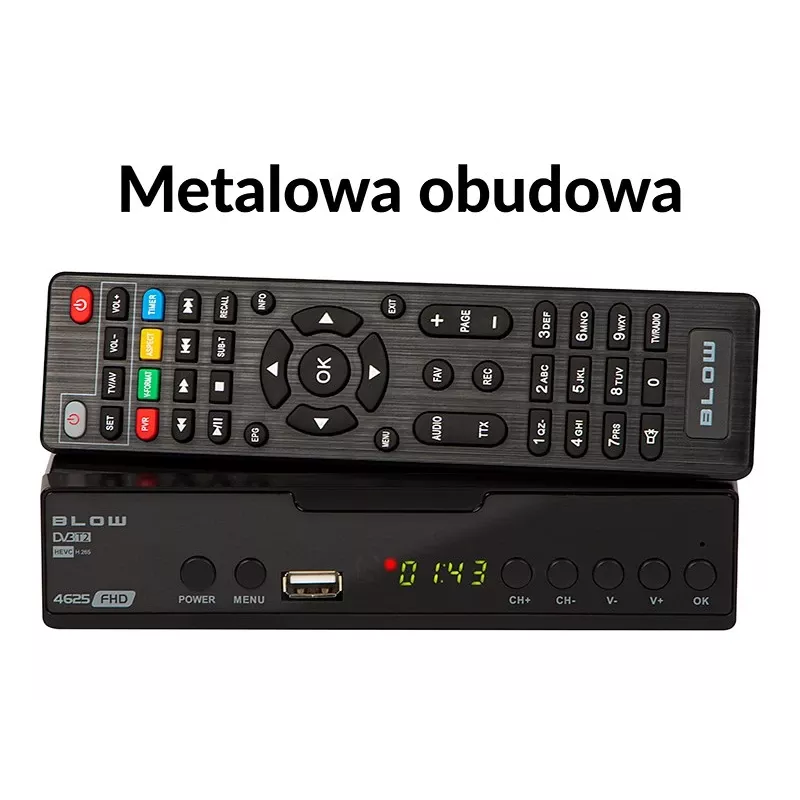 Naziemny tuner telewizji cyfrowej BLOW 4625FHD DVB-T2 H.265, HDMI, USB, SCART, Ethernet, S/PDIF