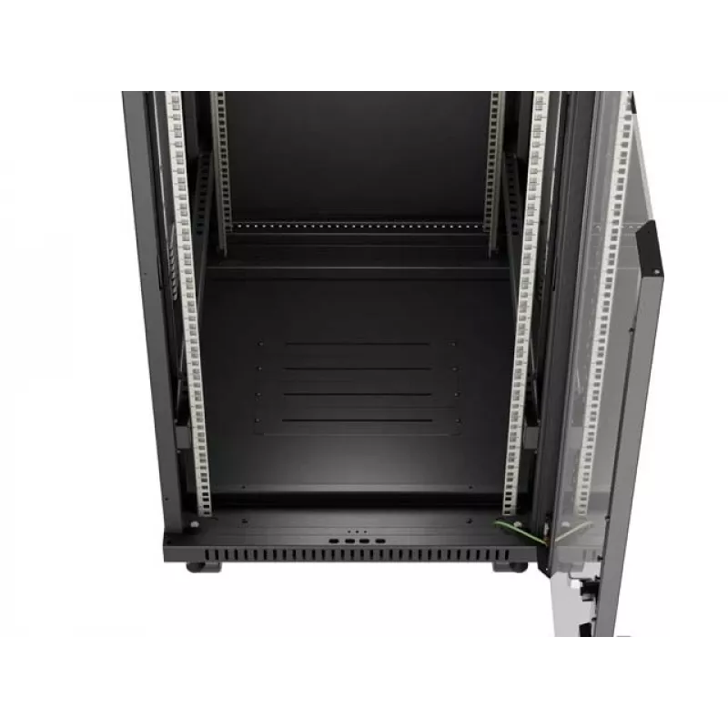 Szafa rackowa stojąca LANBERG 19 cali 24U 600x800 mm czarna z drzwiami szklanymi i wycięciem na LCD (płaski Pack) v2
