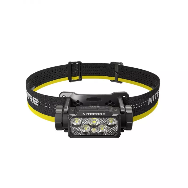 Latarka czołowa Nitecore HC60 UHE z baterią 4000 mAh, 6 diodami LED, wodoodporna, wstrząsoodporna, czarno-żółta