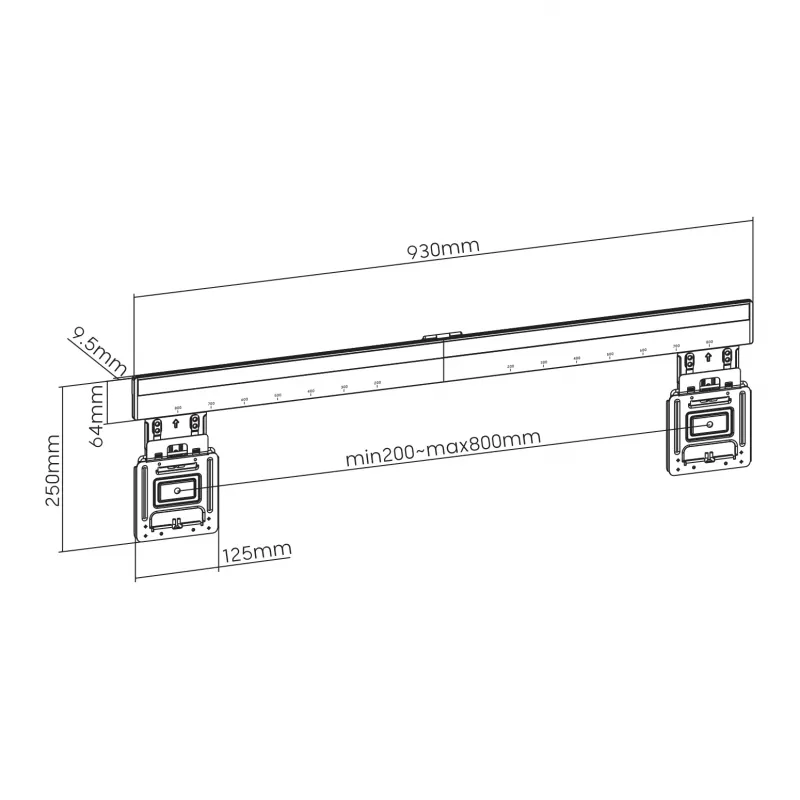 Uchwyt montażowy SBOX PLB-1948 do wyświetlaczy 43–100 kg, płyta 800×600 mm
