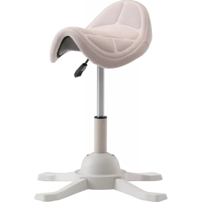 Stołek balansowy ergonomiczny Up Up Toronto biały, tkanina Ivory, dłuższy podnośnik gazowy